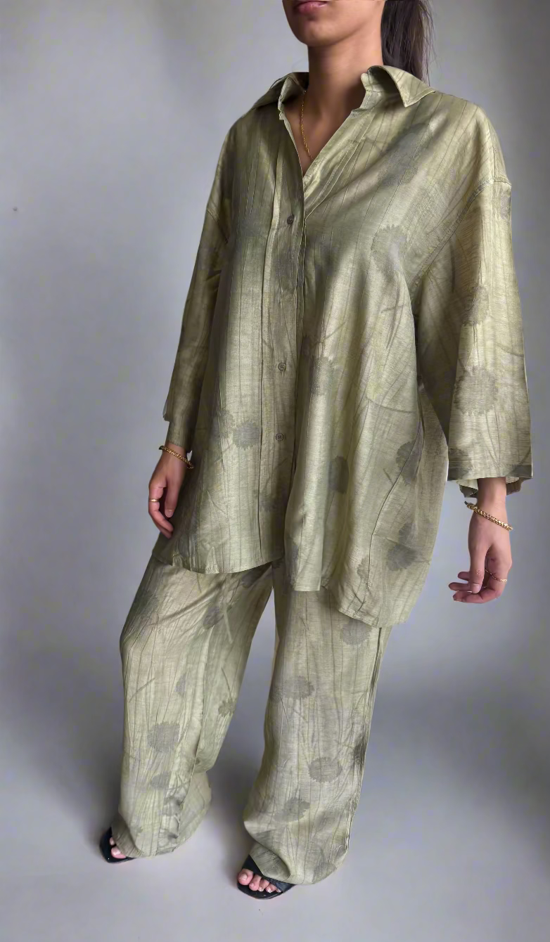 Khaki shirt co-ord set