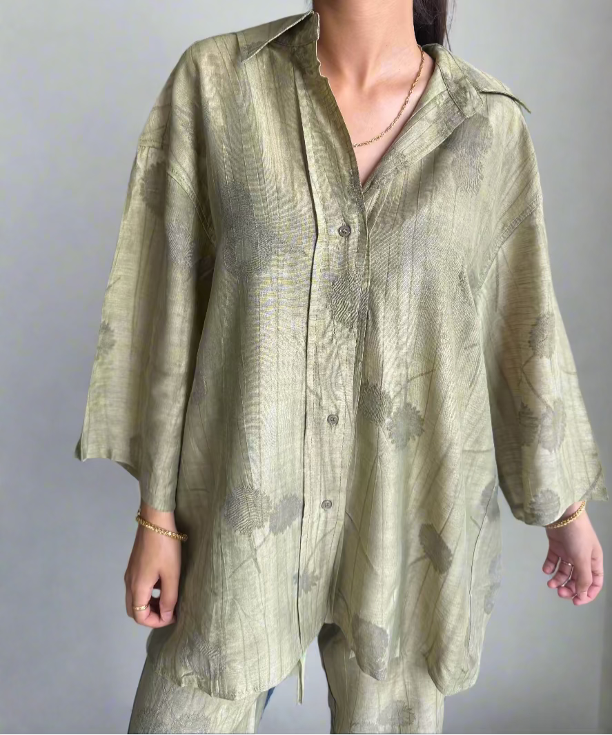 Khaki shirt co-ord set