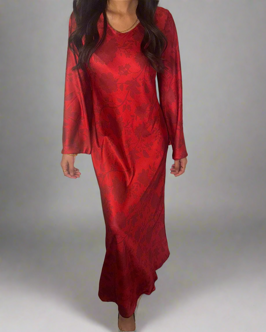 Satin floral print dress