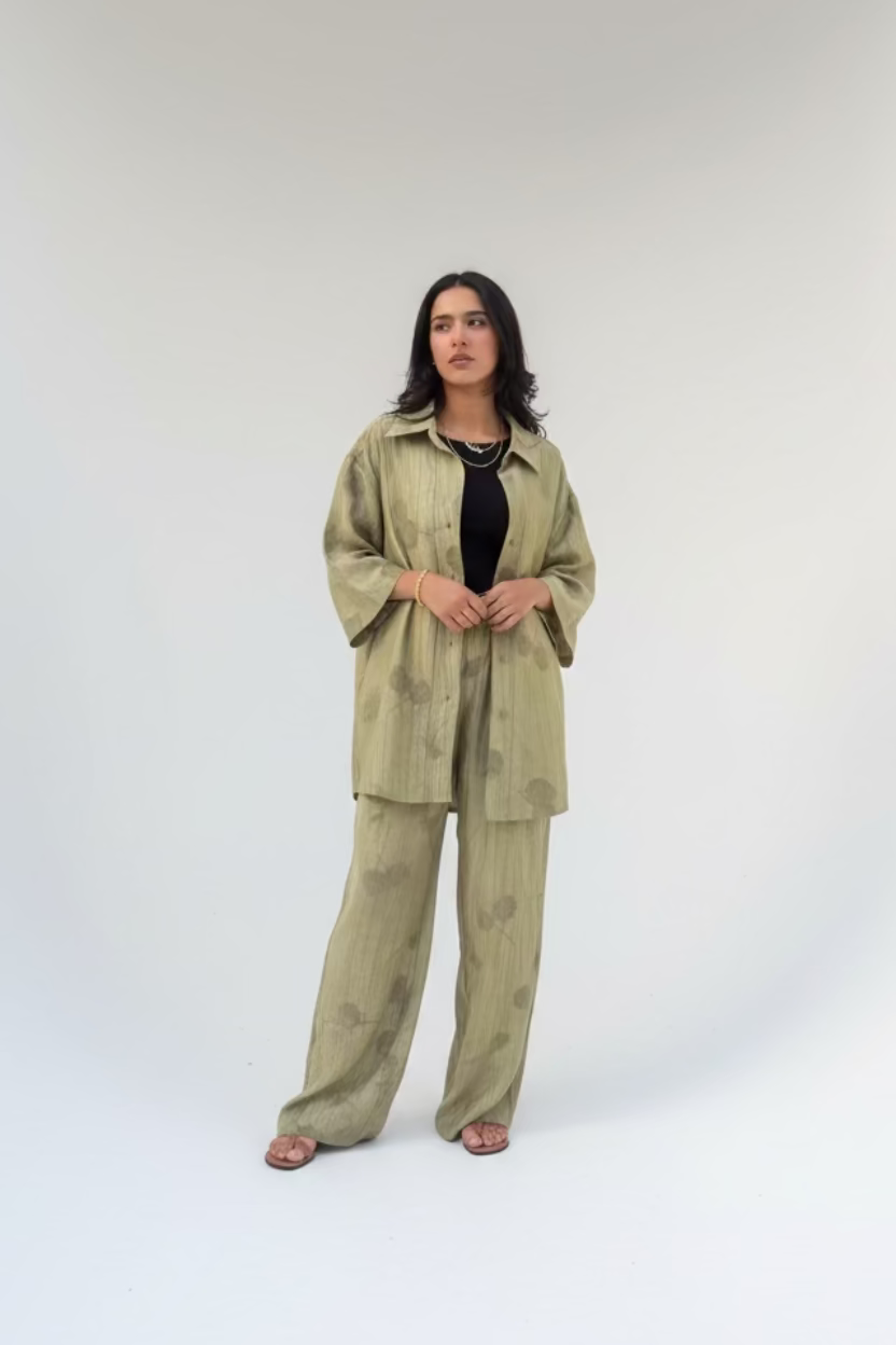 Khaki shirt co-ord set