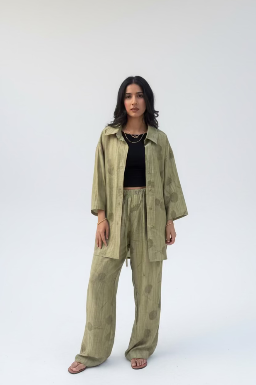 Khaki shirt co-ord set