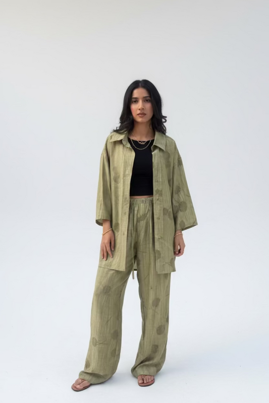Khaki shirt co-ord set